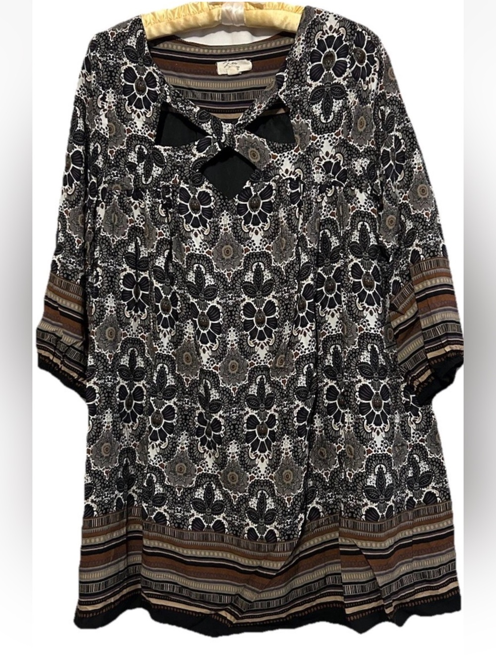 Entro Dress S Flowy Rayon Floral Cottagecore Boho Hippie A-Line Criss Cross Neck